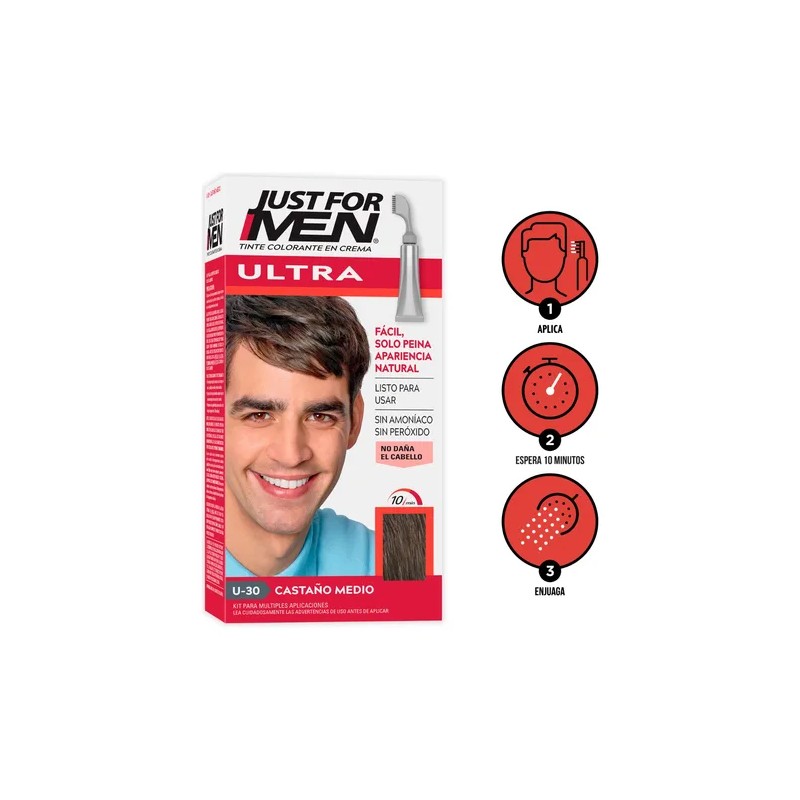 Tinte de Cabello Just For Men Ultra Castaño Medio U30