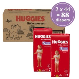 Huggies Size 7 Diapers, Little Movers Baby Diapers, Size 7 (41+ lbs), 88 Count,