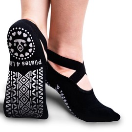 Pilates 4 Life® Pilates and yoga socks for women, size 37-42, extra secure non-slip sole for 100% stability and comfort, black