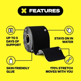 3 Rolls - SPORTTAPE Kinesiology Tape - 5m Roll - Mixed | Physio & Sports Injury Muscle Tape for Shoulder, Knee, Ankle Shin Splints Support. Waterproof & Hypoallergenic Kinetic Sports Tape