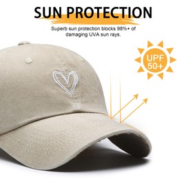 TAGVO Cotton Baseball Cap Men Women - Peak Embroidery Classic Washed Foldable Adjustable Summer Sun Hat UV Protection Outdoor Running Cap Sports Hat for Hiking Walking Climbing Unisex
