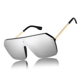 Sunglasses Men Silver Mirrored Lens Fashion Rimless Retro Beach Street Wear New