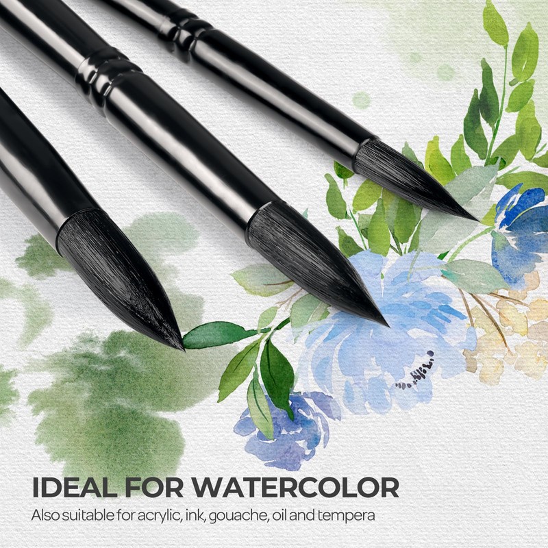 Nicpro 8pcs Watercolour Paint Brushes, Round Pointed Tip Paint Brush