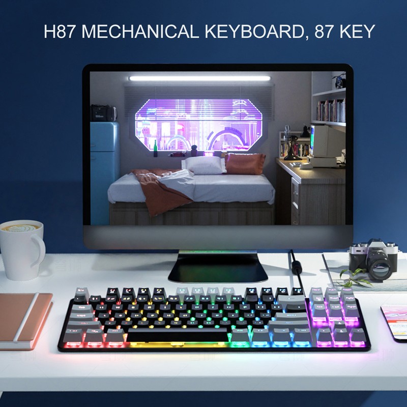 87 Key Mechanical Keyboard RGB Backlight Blue Switch Quick Response