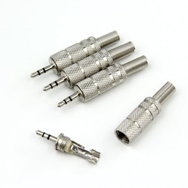 RHINORO (Pack of 4 Full-Metal 2.5mm Stereo 3-Pole Jack Plug Solder Cable Soldering Connectors Terminal for Headphone Headset