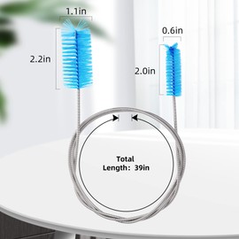 Annhua 39" Pipe Brushes Tube Cleaning Brush Flexible, Feeding Tube Brush Hose Cleaner Brush Long Metal Pipe Cleaner Brush for Drain Hole Dredging - Double-Headed Spring Brush - Blue