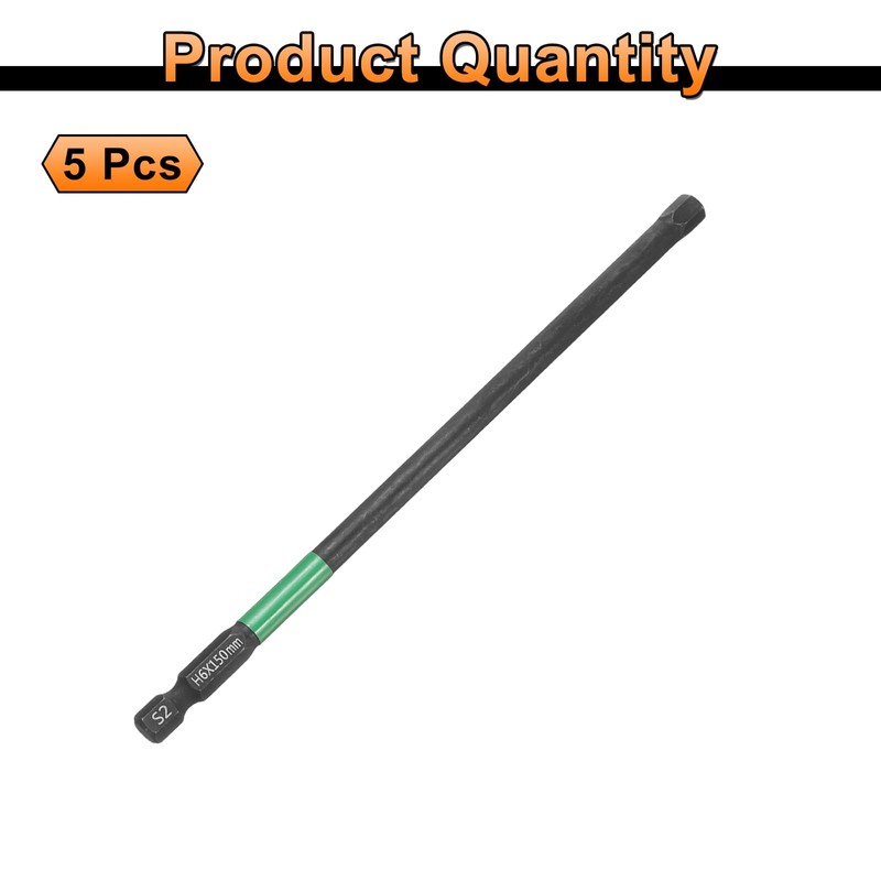 HARFINGTON 5pcs H6 Flat Hex Head Screwdriver Bit 6mm Metric