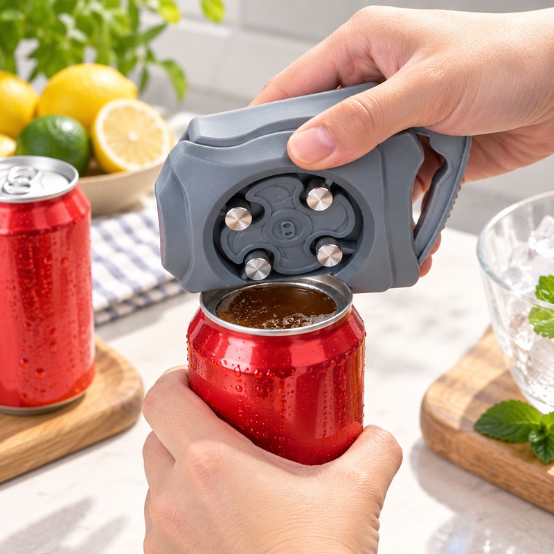 Portable Can Opener for Easy Lid Removal – Manual Four-Wheel
