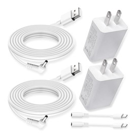 2 Pack Power Adapter Plug Charger for Ring Stick Up Cam Plug-in Camera & Ring Pan Tilt Stick Up, Spotlight Cam Pro/Plus Camera Charging Cord Cable 13.2ft White - Color: 2 Pack, Size: 13 Feet