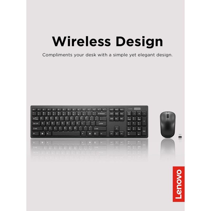 Lenovo 100 Wireless Keyboard and Mouse Combo – Cordless Set