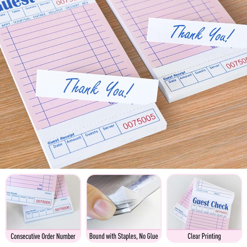 DGBDPACK Guest Check Pads for Servers - Thick Paper (6