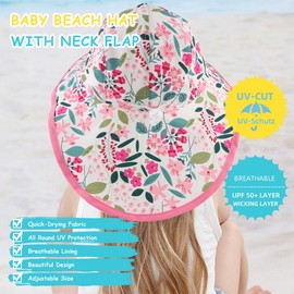 Pesaat Baby Sun Hat, for Girls with UV Protection, Sun Hat, Baby Boy, with Neck Protection, Summer Hat, Children Baby Hat, Summer - Umbrella. Mirabilis Jalapa