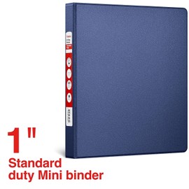 Staples Standard Non‑View Binder, 1" Round Ring, Blue, Durable 3‑Ring Binder for School, Office & Home Organization