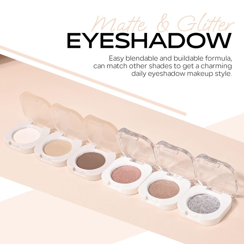 KYDA Single Matte Eyeshadow, Nude Beige Brown Eyeshadow, Ultra-fine Smooth