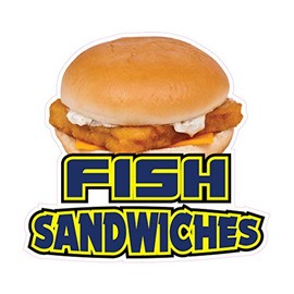 Die-Cut Sticker Multiple Sizes Fish Sandwiches Style D Restaurant & Food Fish Indoor Decal Concession Sign Brown - 10in Longest Side
