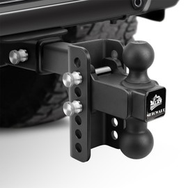 METOWARE Adjustable Trailer Hitch - Heavy Duty Tow Hitch Fits 2 Inch Receiver - Drop Hitch with 4-Inch Drop/Rise for Truck (22,000 LBS GTW), Double Stainless Steel Hitch Locks & Hitch Pin