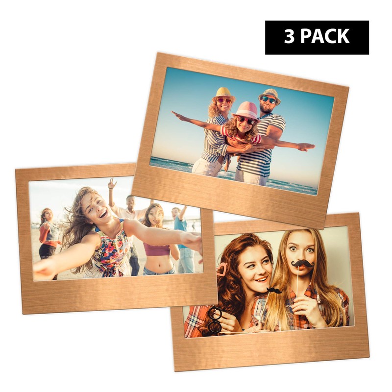 Shot2go Pack of 3 Magnetic Photo Fridge Frames 4x6 Copper