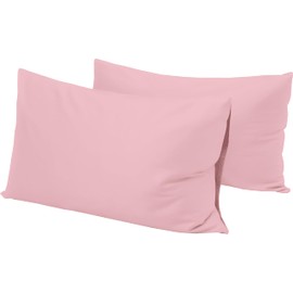 R&Z Plain Dyed Luxury Polycotton Housewife New 2 x Pillow Cases (Pink)