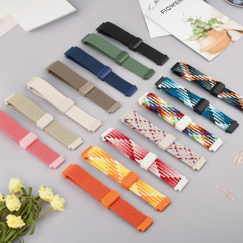 Braided Stretchy Nylon Strap Compatible with Garmin Vivoactive 4/Venu 2/Forerunner