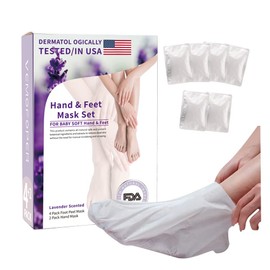 Vemofoper Hand and Foot Peel Mask Set with Lavender for Dry Cracked Skin, Hydrating & Moisturing Socks(4pack)+Gloves(2pack)