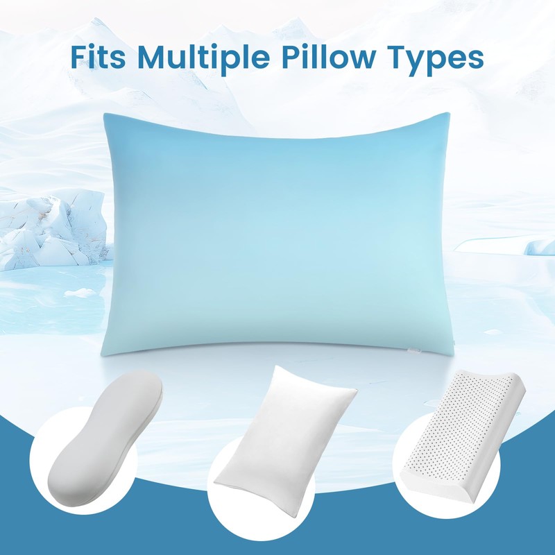 LUXEAR Cooling Pillow Cases, 2 Pack Arc-Chill Q-max>0.5 Gradient Cool