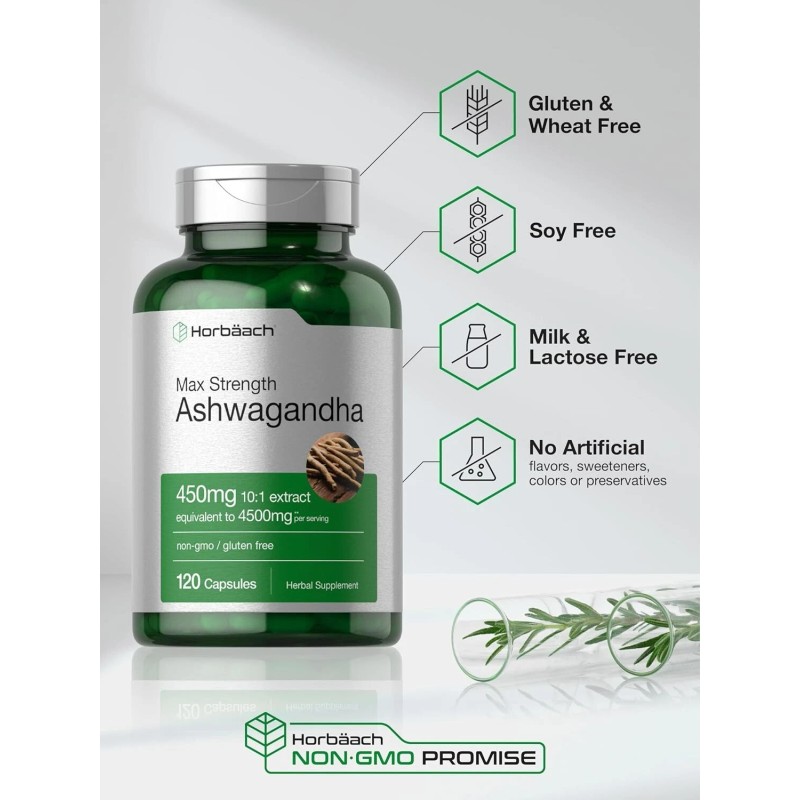 Horbäach Ashwagandha Capsules | 4500 mg | 120 Count |