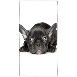 Zomer Beach Towel Large 90 x 180 cm Quick-Drying Microfibre Printed with Black Pug Motif