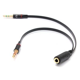 OcioDual Splitter Cable 3.5 mm TRRS Jack Female to 2 Double AUX TRS Male Headset Microphone Audio Adapter Headphones