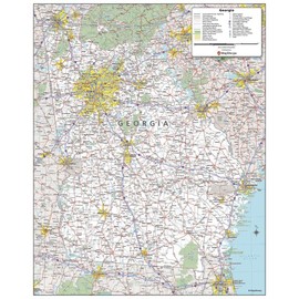 MapSherpa: Georgia State Wall Map - Compact - 16 x 20 inch Poster - Front Lamination