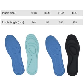 Pack of 2 Memory Foam Insoles, Comfort Breathable Massage Insoles for Men Women, Shock Absorption Buffering, Soft Sole Shoe Insoles for Casual Shoes, Trainers (39-40)