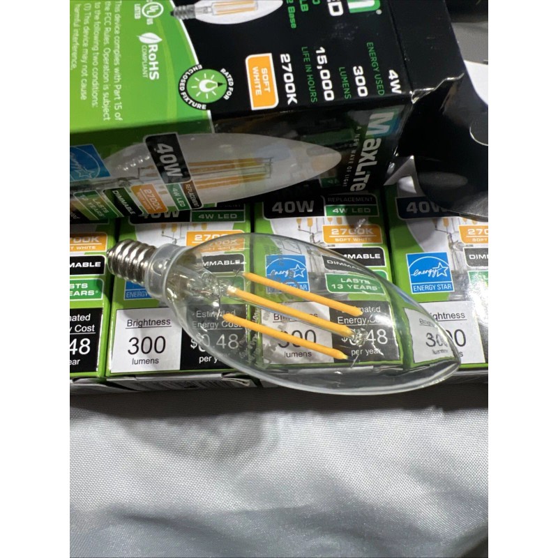 MAXLITE 4W/40W LED DIMMABLE CANDELABRA BULBS E12 Base 6 Pack