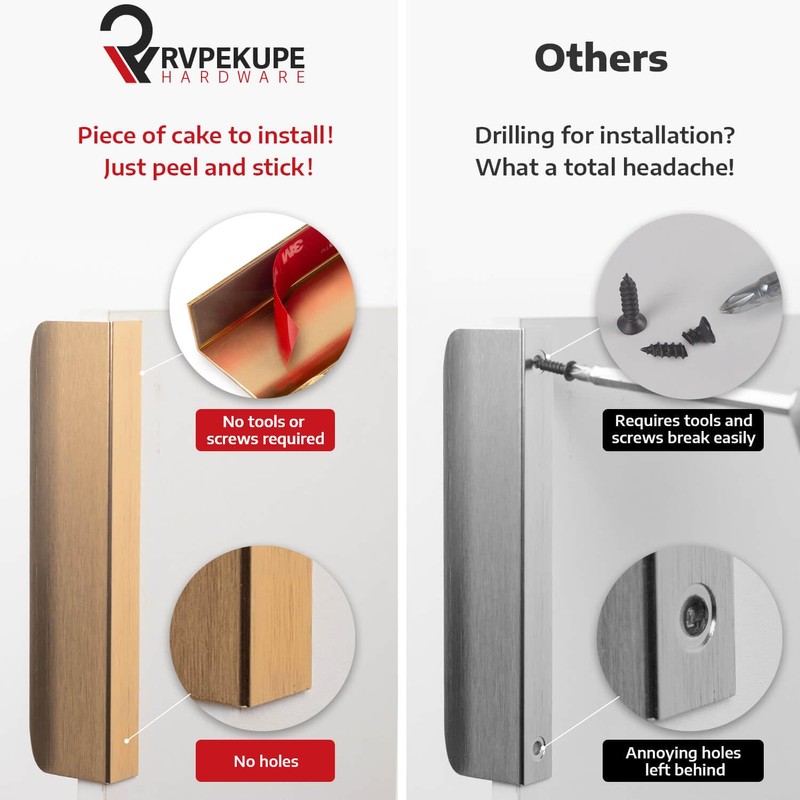 RVPEKUPE 10-Pack Adhesive Edge Finger Pulls for Cabinets No Drill