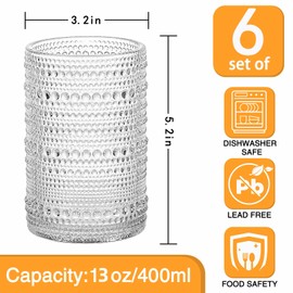 Amzcku Vintage Highball Drinking Glass Set of 12 - Kitchen Glasses Cup for Water, Cocktail, Milk, Juice and Beverage