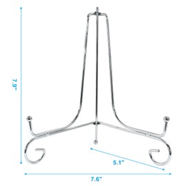 Hordion 2 Pack Plate Stand, 8 Inch Silver Iron Easel Photo Display Stand Plate Holder for Picture Frame Book Tabletop Art Platter