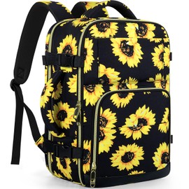 Travel Backpack For Women, Carry On Backpack for Men Flight Approved Airline Personal Item Travels Bag TSA Business 15.6 inch Laptop Mochila, Travel Essentials for Work Hiking Weekender (Sunflower)