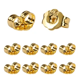 14K Gold Earring Backs Replacements - Hypoallergenic Earring Backs for Studs, Secure Ear Locking for Stud Earrings Ear Nut for Posts, 10Pcs/5 Pair
