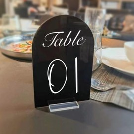 15 Pack Black Arch Acrylic Signs Blank with Stand for DIY Table Number, 6 x 4 Inch Black Acrylic Table Signs with Clear Base for Wedding,Party,Restaurant,Home,Office (Black Arch with Clear Base)