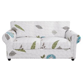 SearchI Stretch Sofa Cover Printed Couch Cover, Floral Pattern 3 Pieces Loveseat Slipcover with 2 Separate Cushion Cover, Washable Furniture Protector for Living Room(Loveseat, Autumn Leaves)