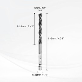 sourcing map 20pcs Brad Point Drill Bits Set 1/4" Dia High Carbon Steel Spiral Wood Twist Drill Bits with 1/4" Hex Shank for Drilling Softwood Hardwood Composite Wood MDF Plywood Particleboard