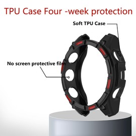 ZoRoll Protector Case Compatible with Garmin Fenix 8 51 mm, Protective Cover Soft TPU Slim [Anti-Scratch] Bumper Shell for Garmin Fenix 8 51mm - Black&Red