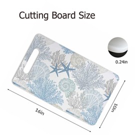 Bcumuq Seashells Cutting Board with Handles Mollusk Coral Marine Star Cutting Boards Plastic Safe Chopping Board for Kitchen 16" x 10" x 0.24"