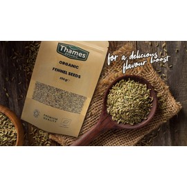 Organic Fennel Seeds 100g- Aromatic, Vitamin A, Vitamin C, No Additives, Preservatives, Raw, Vegan, GMO Free, Certified Organic - Thames Organic