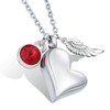 KnSam Stainless Steel Urn Pendant Necklace with Birthstone Crystal Pendant Angel Wings Ash Pendant Heart Memorial Chain Silver, Stainless Steel