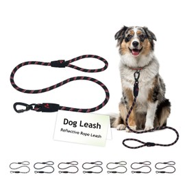 4ft/5ft Reflective Rope Dog Leash with Soft Rubber Handle - Perfect for Medium and Large Sized Dogs