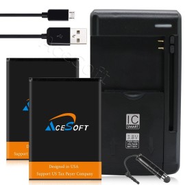 For Alcatel Replaceable 2x 950mAh Battery Office Charger Cable f Alcatel One Touch OT-871A