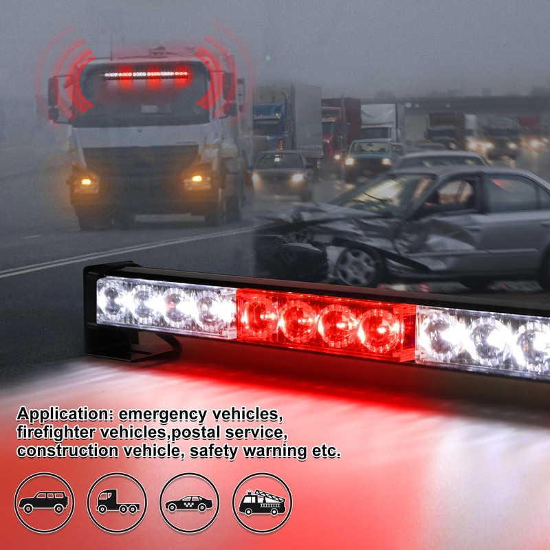 Red White LED Emergency Firefighter Lights Directional Hazard Warning Fire