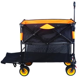 ESPIDOO Heavy Duty Folding Wagon Cart: 450lbs Capacity Extra Long 52.7" Shelf - All-Terrain Wheels for Camping & Beach - Compact Foldable Design for Easy Storage