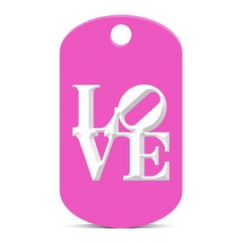Love Park Keychain GI Dog Tag Engraved Philly Philadelphia Hot Pink