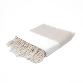 Aspendos Turkish Beach Towel – Lightweight, Quick Dry, Sand Free – 100% Cotton Peshtemal Hammam & Bath Towel – 90x190 cm (35"x75") – Soft & Compact for Spa, Travel, Gym, Yoga, Camp, Picnic (Beige)