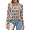 LUYAA Mock Neck Womens Tops Long Sleeve Tops for Women Casual and Elegant Shirts Spring 2024 White Floral XXL